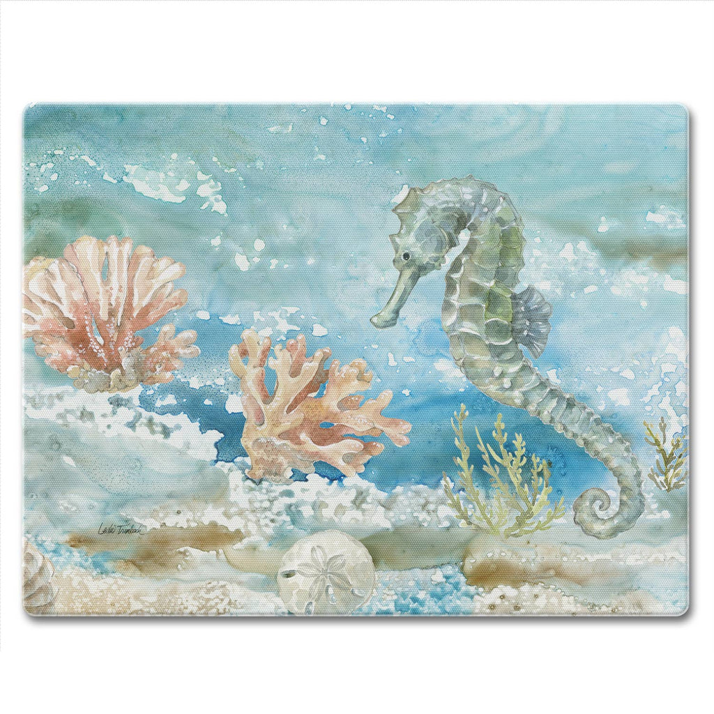"Under Sea Horse" Tempered Glass Cutting Board 10" x 8"