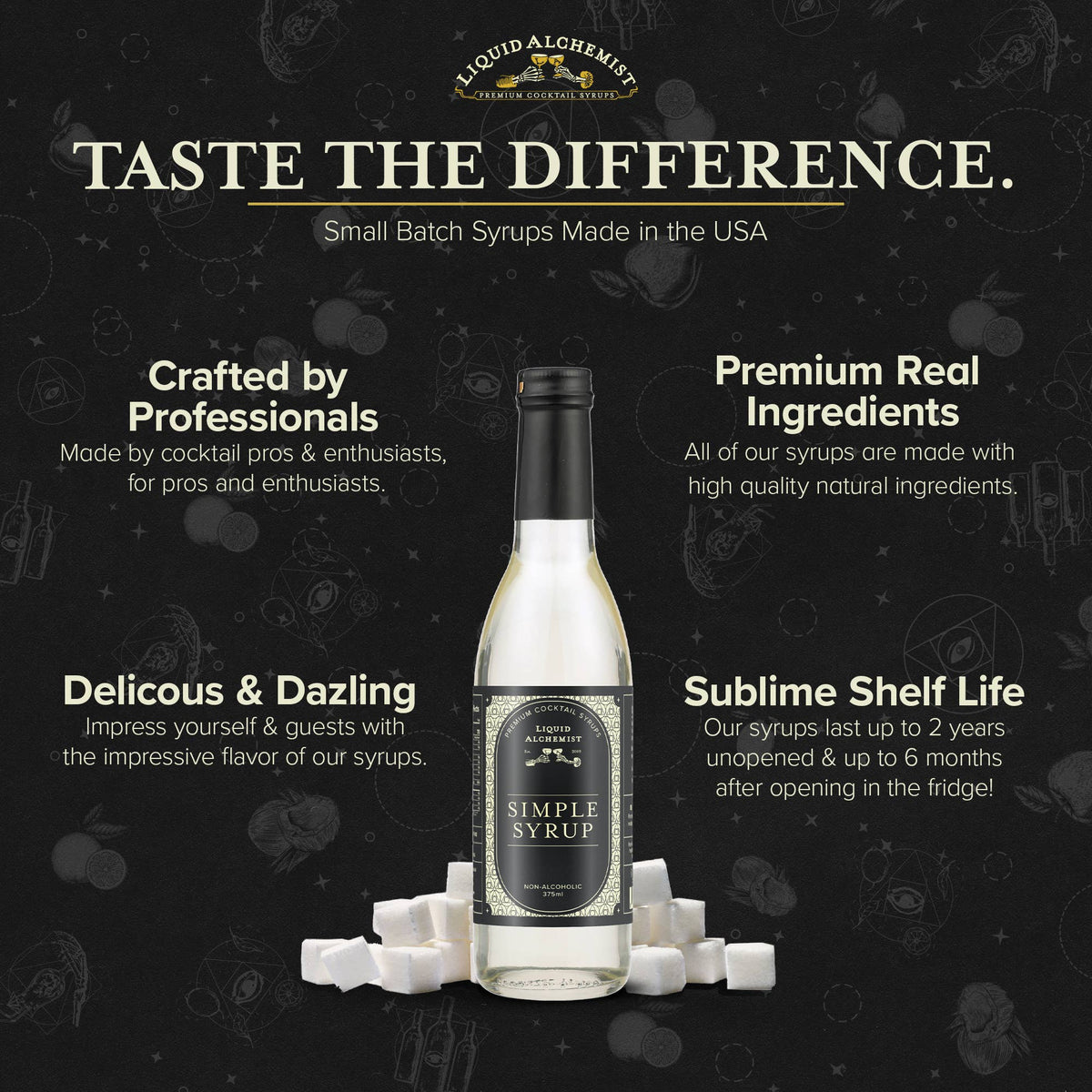 Simple Syrup for Cocktails, Coffee & Drinks: 375ml