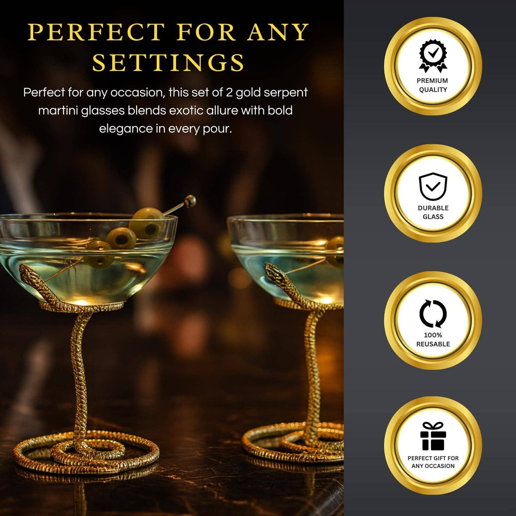 Snake Serpent Cocktail & Martini Glass -