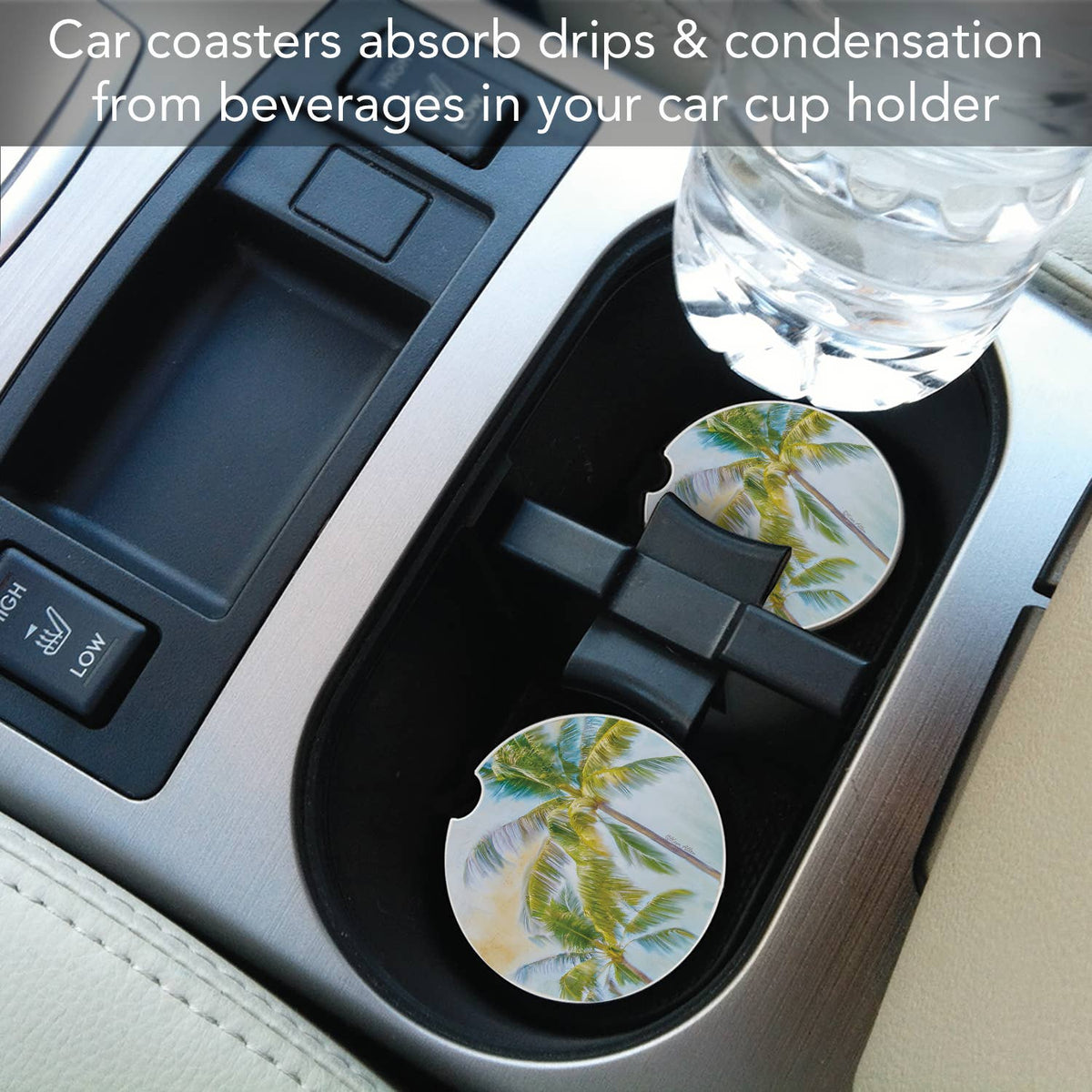 Sunset Palms 1pk Absorbent Stone Car Coaster